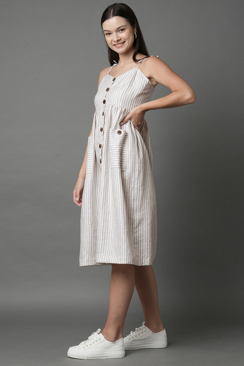 Sway Button Down Dress - Big Stripes