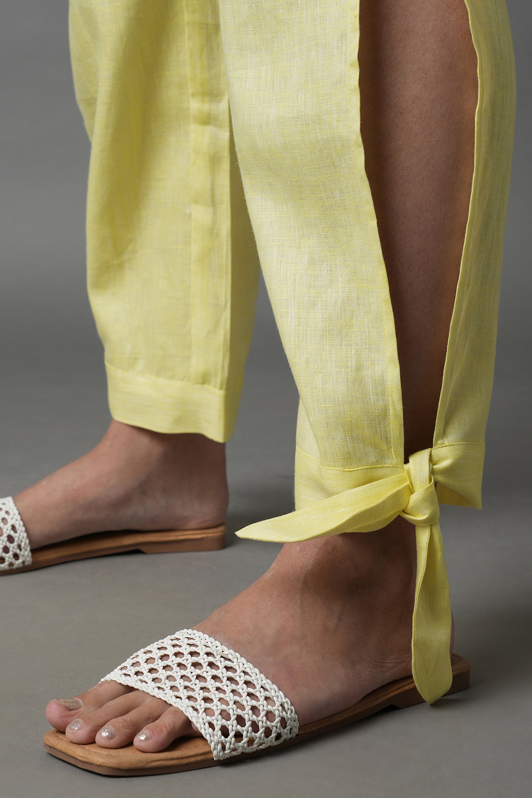 Yellow Flutter Tie Up Joggers