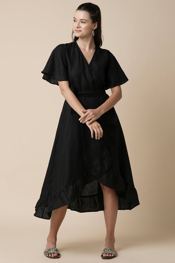 Whirl Wrap Dress - Black