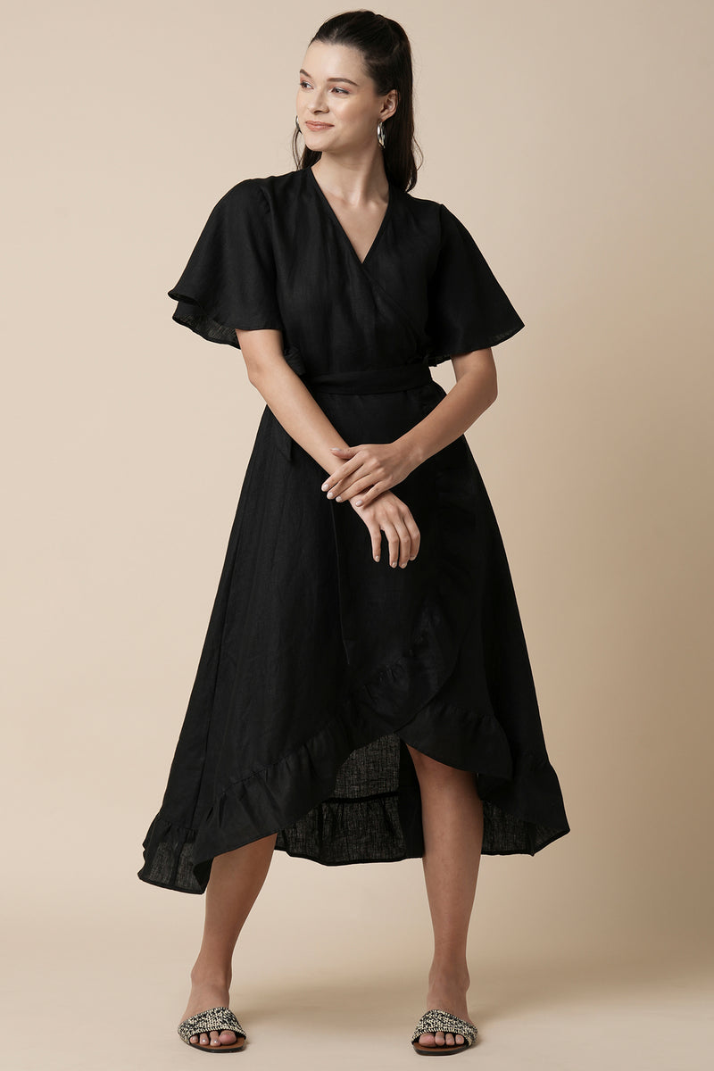 Whirl Wrap Dress - Black
