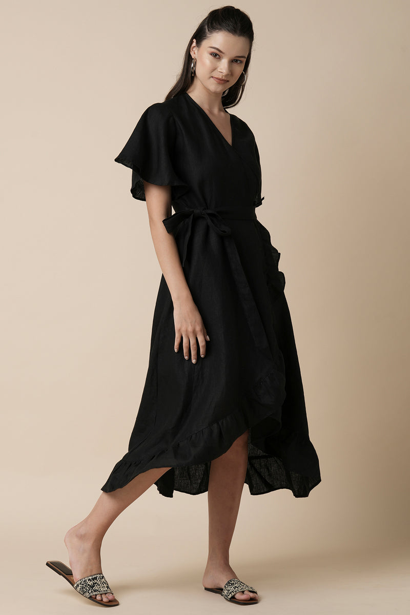 Whirl Wrap Dress - Black