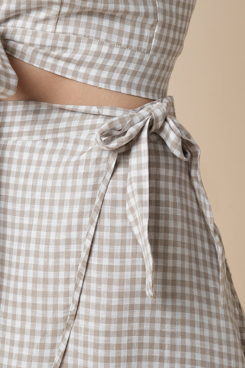 Swirl Wrap Skirt- Checks