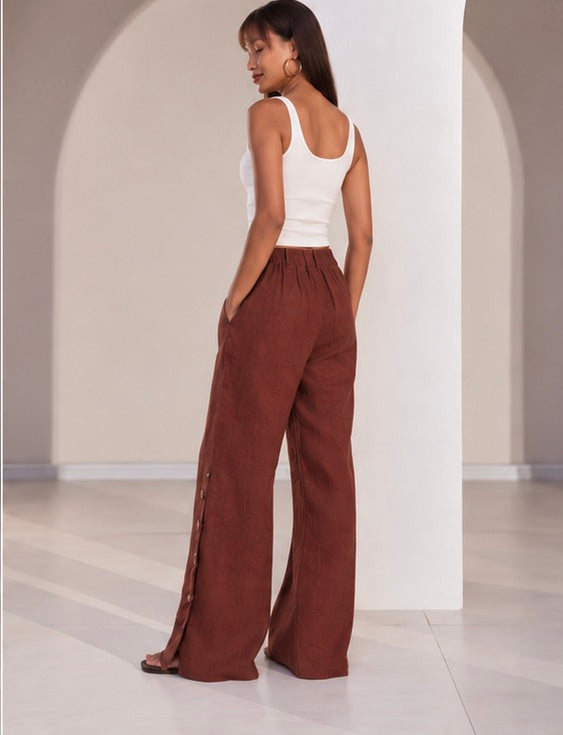 Brown Highwaisted Marigold Flared Pants