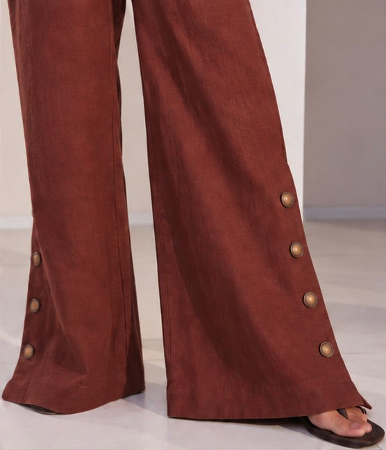 Brown Highwaisted Marigold Flared Pants