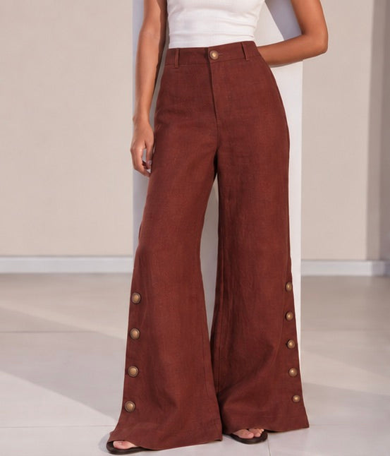 Brown Highwaisted Marigold Flared Pants