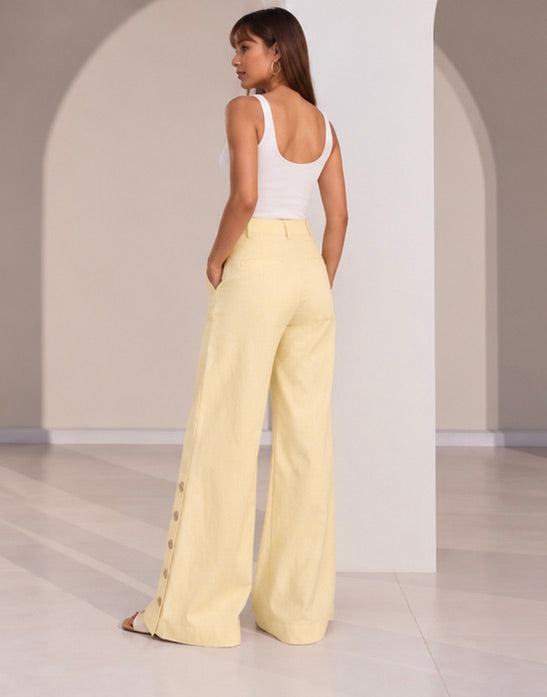 Butter Yellow Highwaisted Marigold Flared Pants