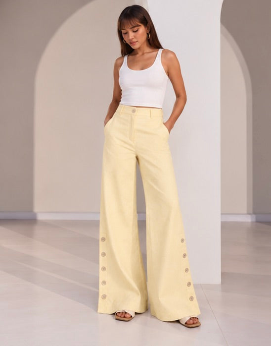 Butter Yellow Highwaisted Marigold Flared Pants