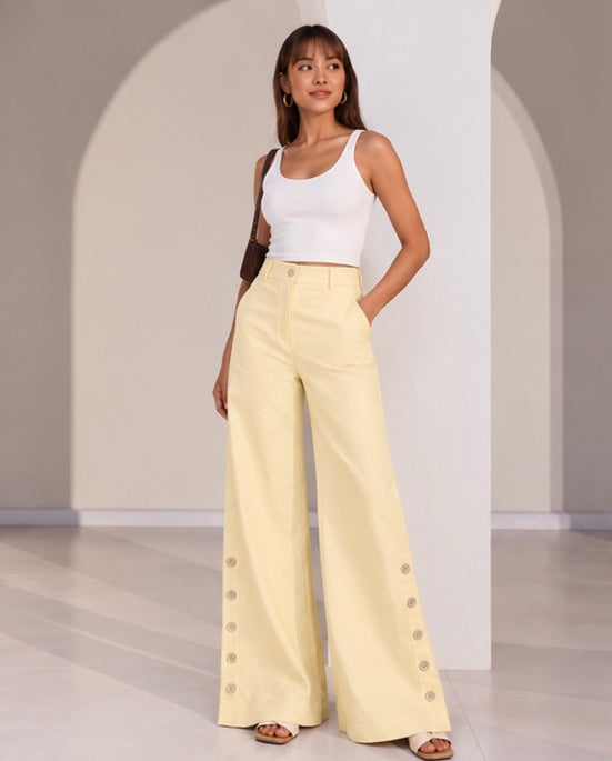 Butter Yellow Highwaisted Marigold Flared Pants