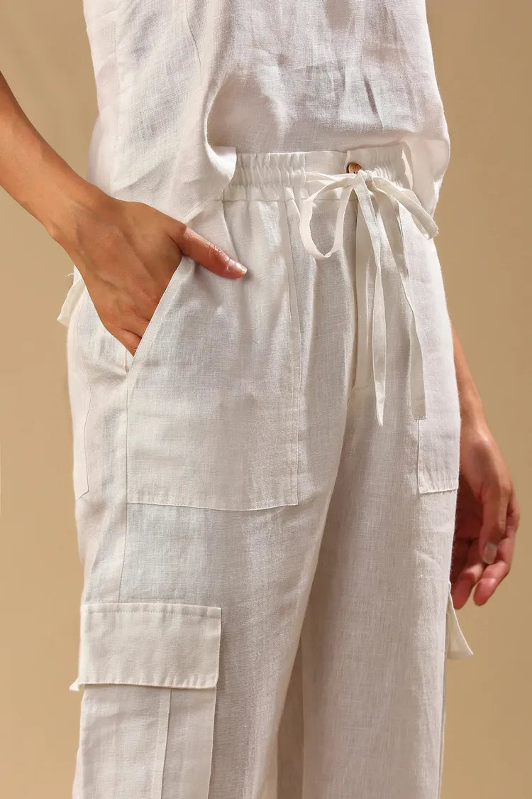 Set of 2 : Elm Dungaree Top & Savannah Cargo Pants - White