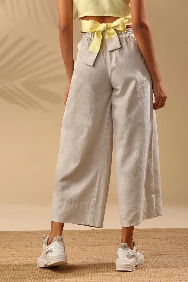 Set of 2 : Cider V Neck Top & Magnolia Pants - Yellow & Oatmeal