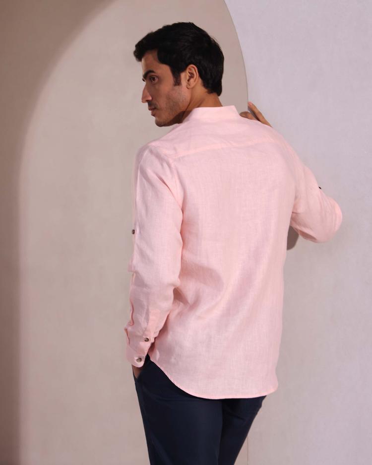 Set of 2: Earthen Mandarin Casual Shirt and Cedar Pants