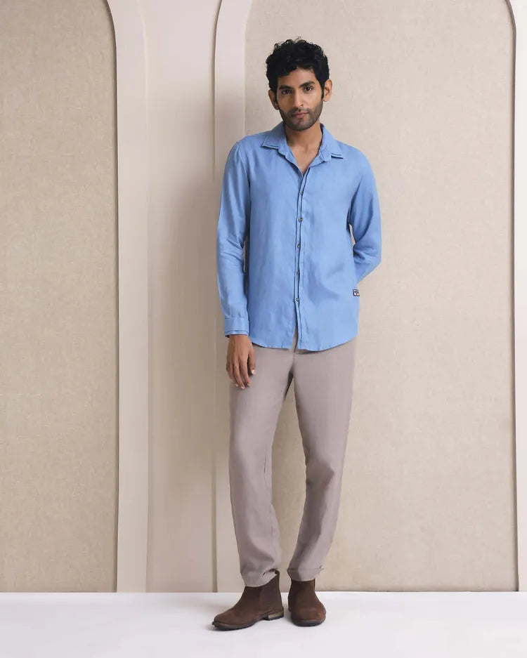 Set of 2: Marine Double Collar Shirt & Slate Tailored Pants-Co-ords-set-30