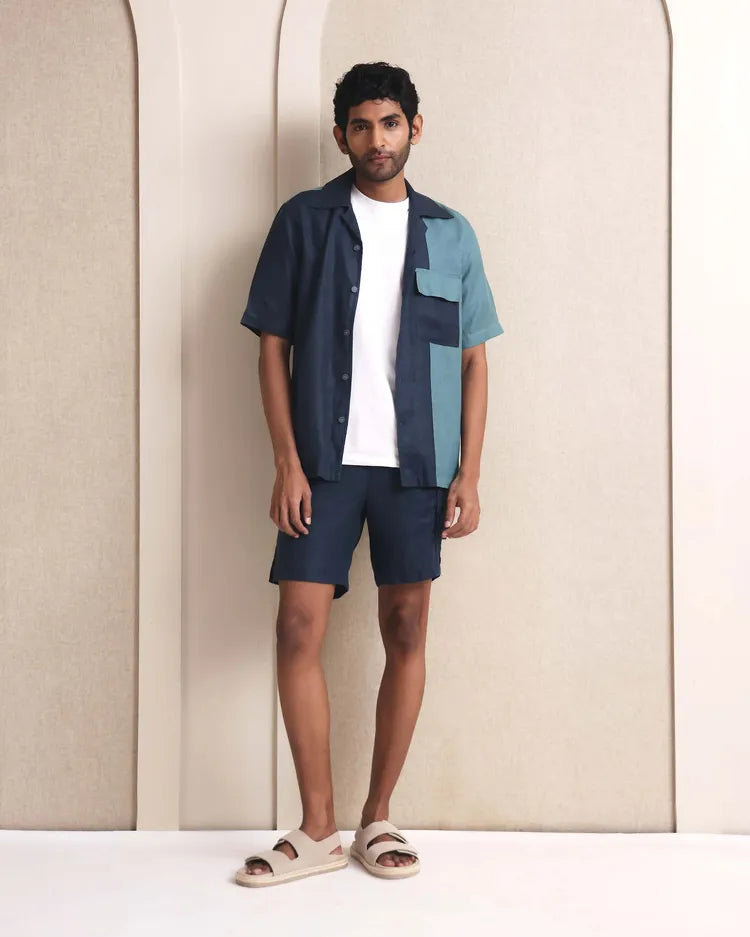 Set of 2: Aqua Shirt & Onyx Shorts-Co-ords-set-31