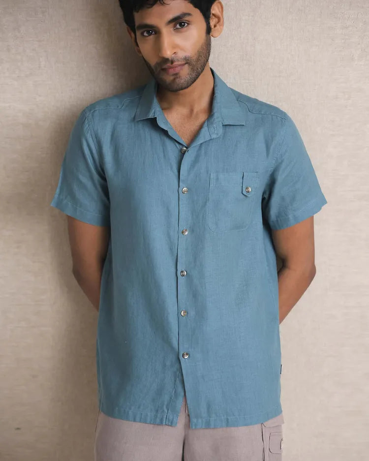 Set of 2: Ochre Half Sleeve Shirt & Onyx Shorts-Co-ords-set-34