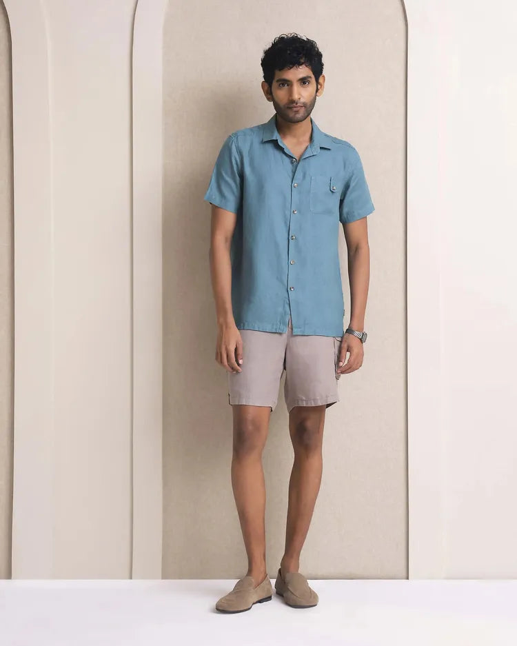 Set of 2: Ochre Half Sleeve Shirt & Onyx Shorts-Co-ords-set-34