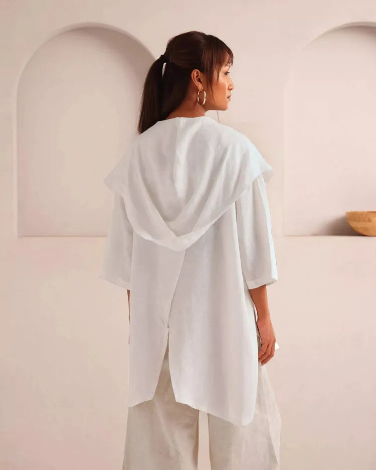 Set of 2 : Banyan Jacket & Tranquil Flared Pants - White & Oatmeal