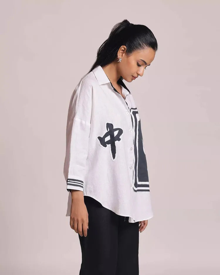 Set of 2 : Mahjong Shirt & Marigold Pants - White & Black