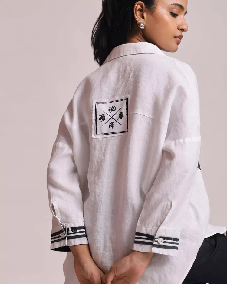 Set of 2 : Mahjong Shirt & Marigold Pants - White & Black