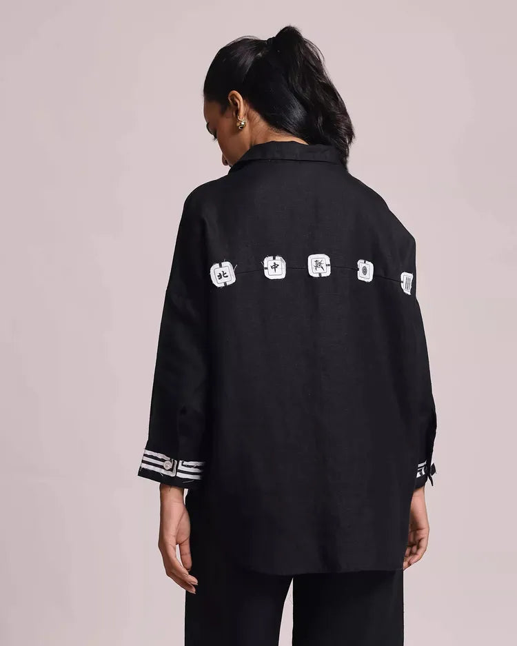 Set of 2 : Mahjong Shirt & Marigold Pants - Black 