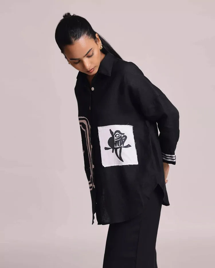 Set of 2 : Mahjong Shirt & Marigold Pants - Black 