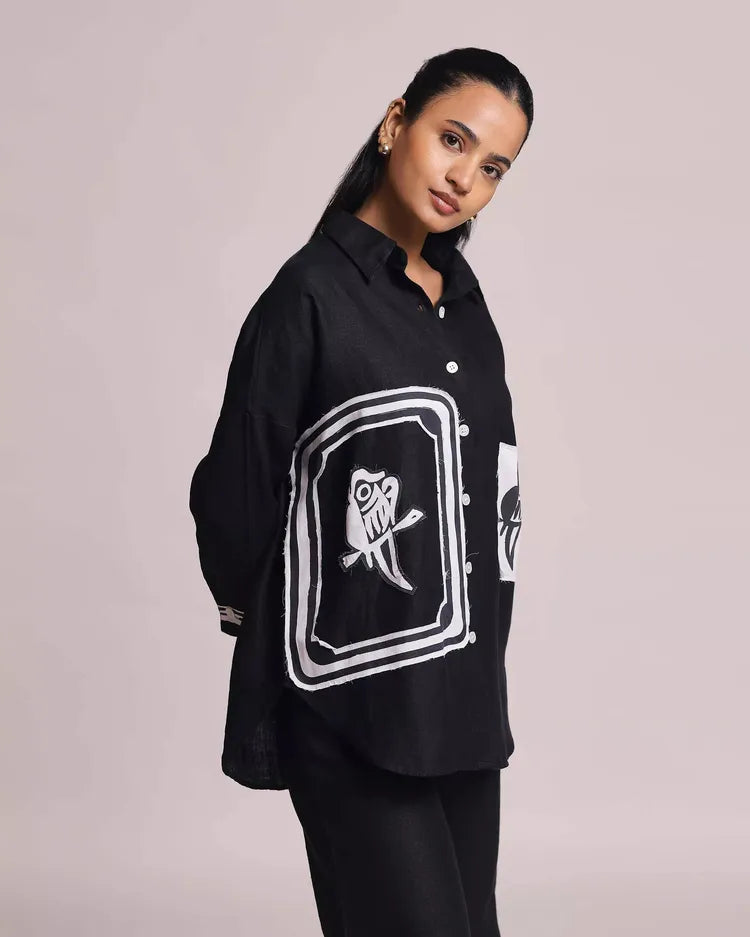 Set of 2 : Mahjong Shirt & Marigold Pants - Black 