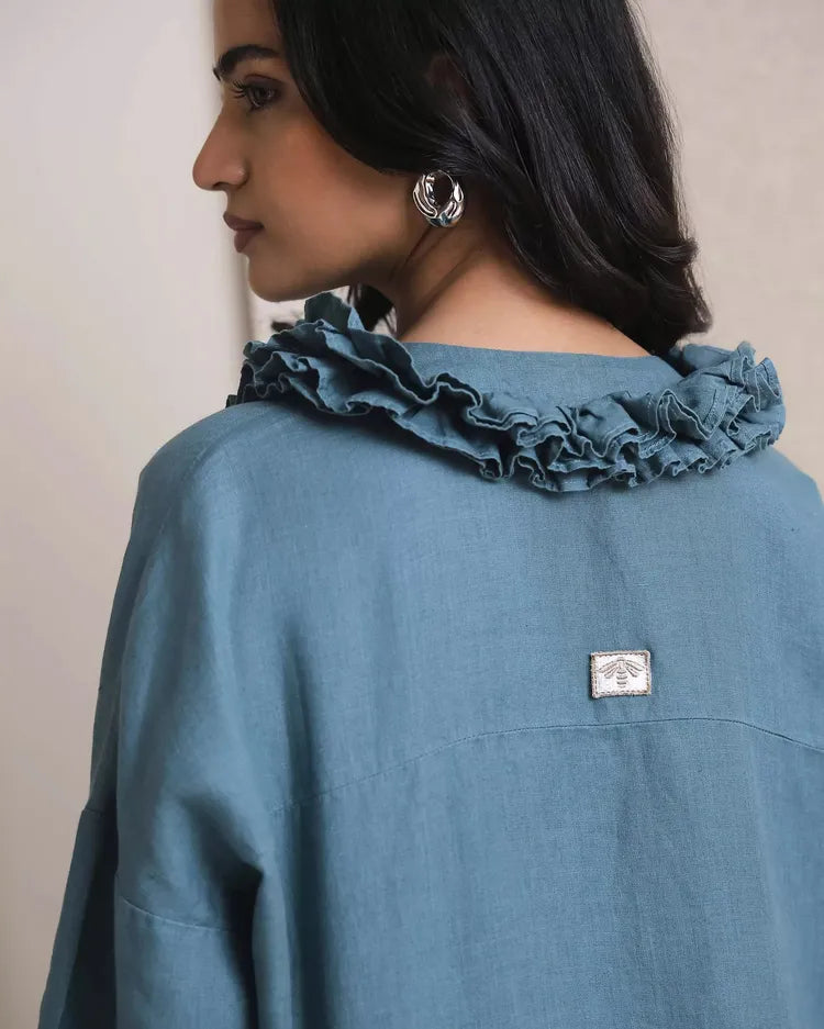 Set of 2 : Coral Ruffle Shirt & Sienna Cargo Pants - Teal & Cobalt