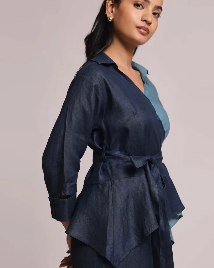 Set of 2 : Pearl Peplum Shirt & Jade Skort - Cobalt 