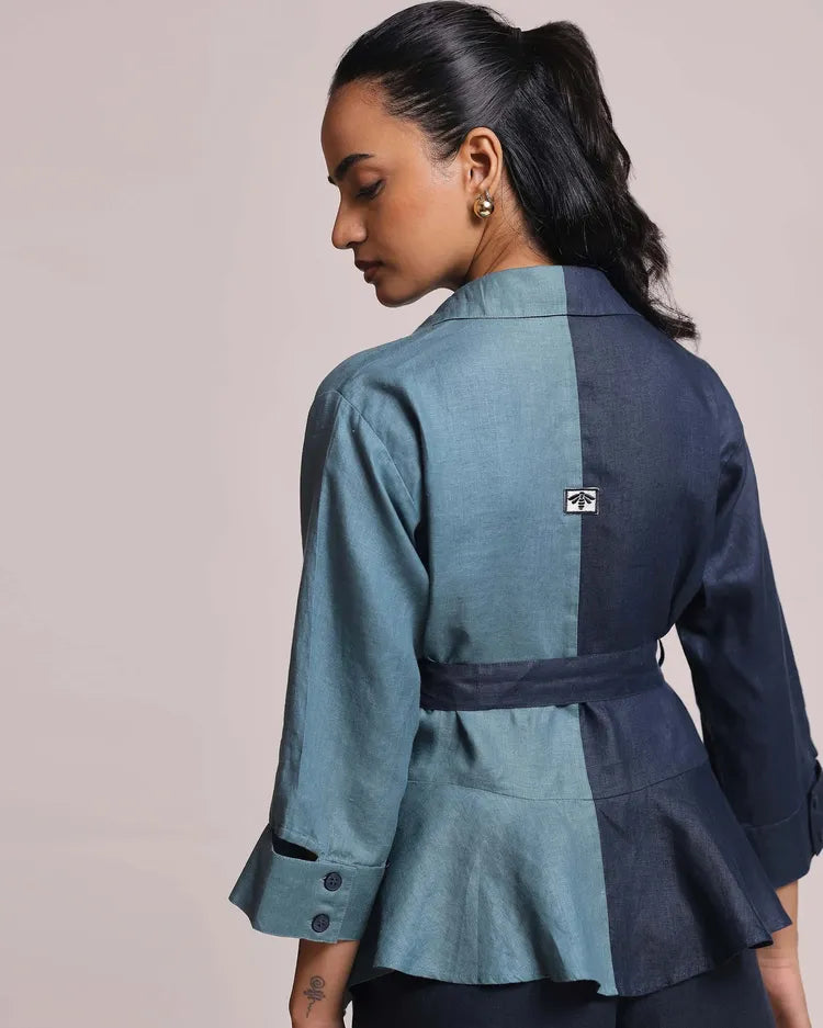 Set of 2 : Pearl Peplum Shirt & Jade Skort - Cobalt 