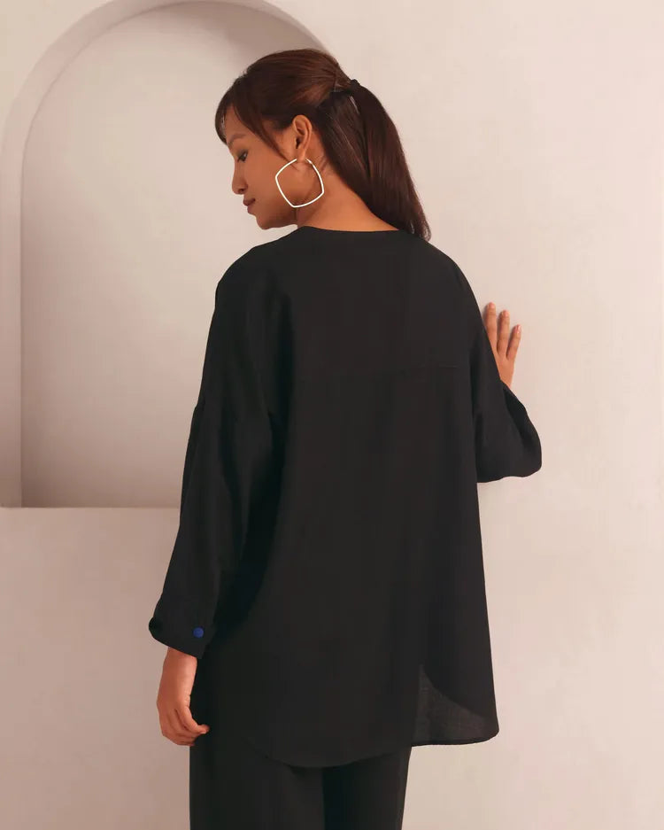 Set of 2 : Mondrian Shirt & Tranquil Flared Pants - Black