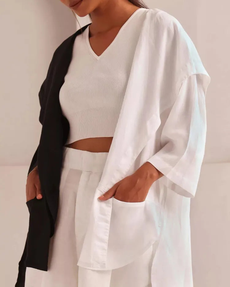 Set of 2 : Banyan Jacket & Aerial Highwaisted Shorts - Black White & White