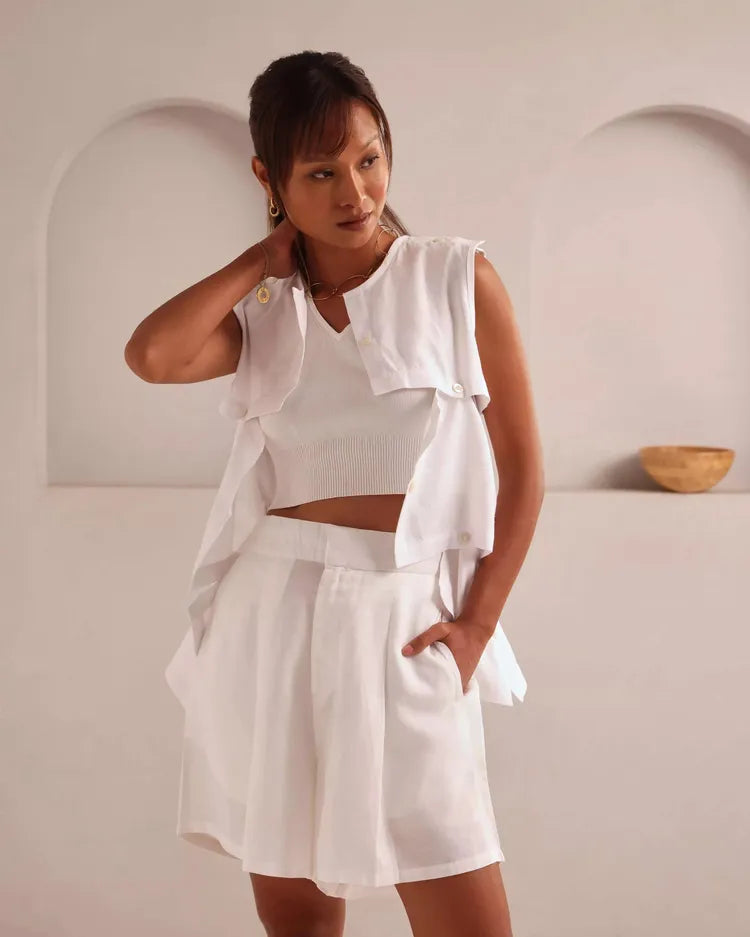 Set of 2 : Mondrian Jacket & Aerial Highwaisted Shorts - White