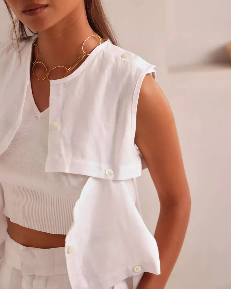 Set of 2 : Mondrian Jacket & Aerial Highwaisted Shorts - White