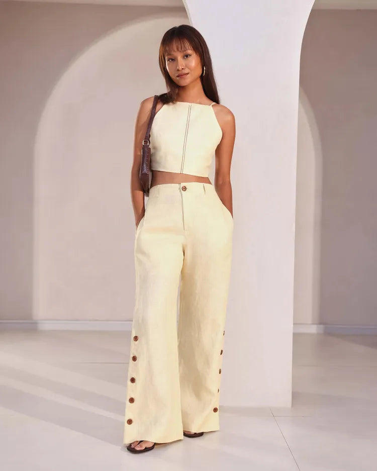 Set of 2 : Mellow Tops & Marigold Pants - Beige