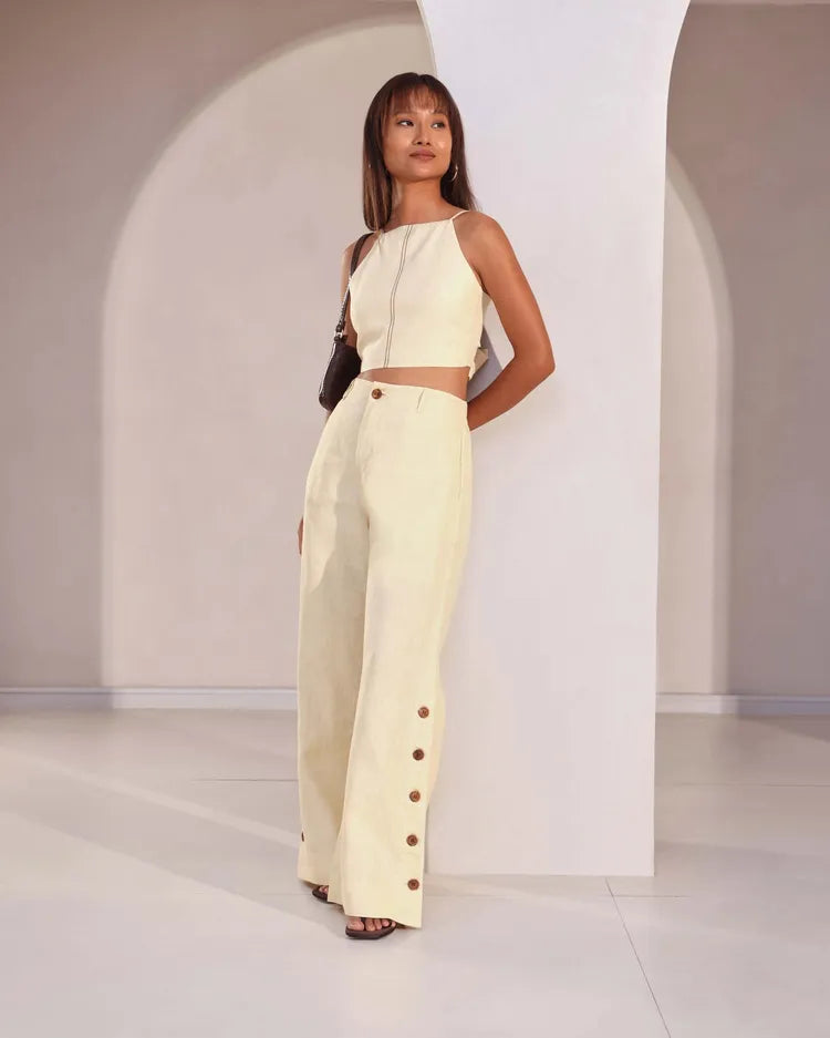 Set of 2 : Mellow Tops & Marigold Pants - Beige