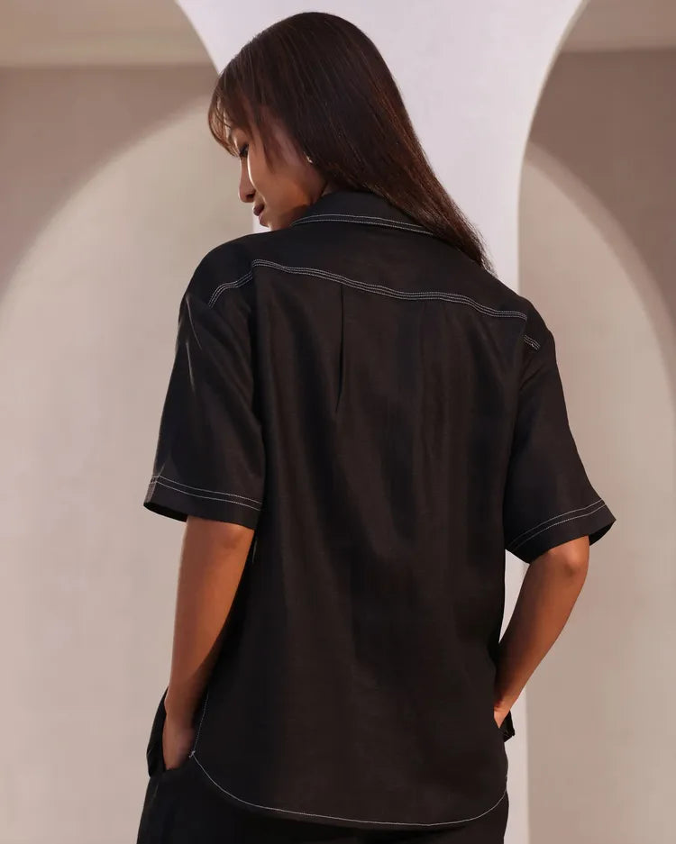 Set of 2 : Loom Shirt & Floater Shorts - Black