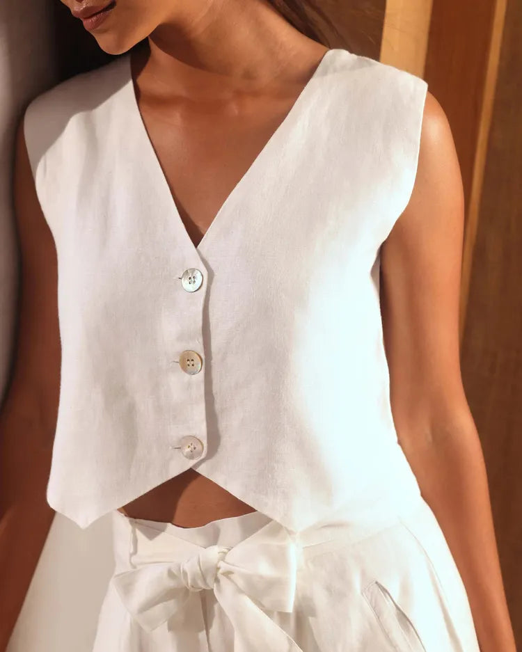 Set of 2 : Serene Top & Tranquil Flared Pants - White