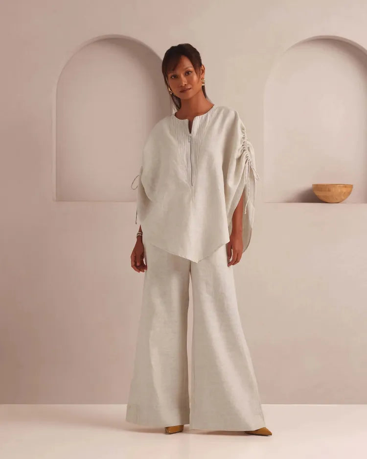 Set of 2 : Gale Overlay & Tranquil Flared Pants - Oatmeal