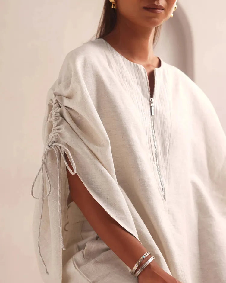 Set of 2 : Gale Overlay & Tranquil Flared Pants - Oatmeal