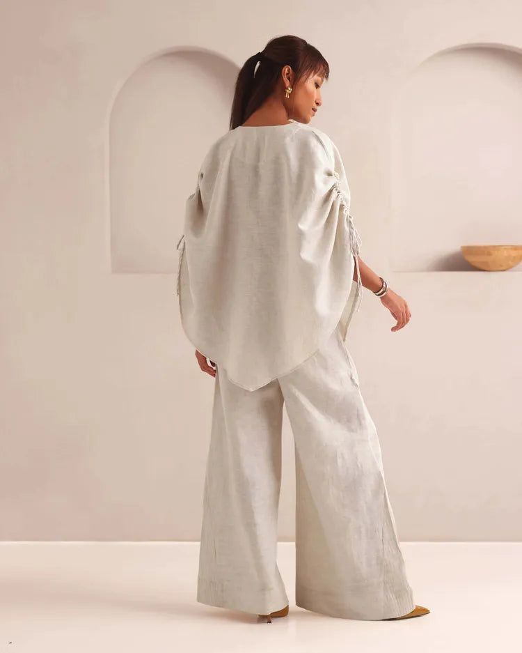 Set of 2 : Gale Overlay & Tranquil Flared Pants - Oatmeal