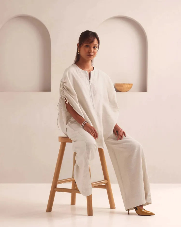 Set of 2 : Gale Overlay & Tranquil Flared Pants - Oatmeal