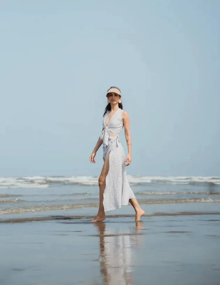 Set of 2 : Aria Top & Swirl Wrap Skirt - Checks