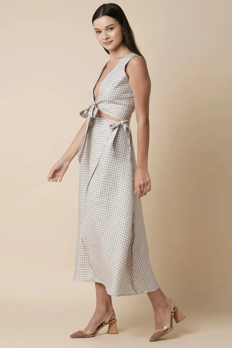 Set of 2 : Aria Top & Swirl Wrap Skirt - Checks