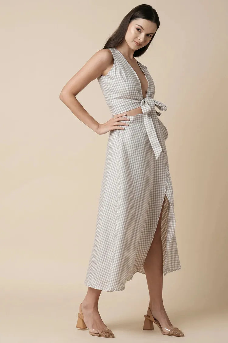 Set of 2 : Aria Top & Swirl Wrap Skirt - Checks