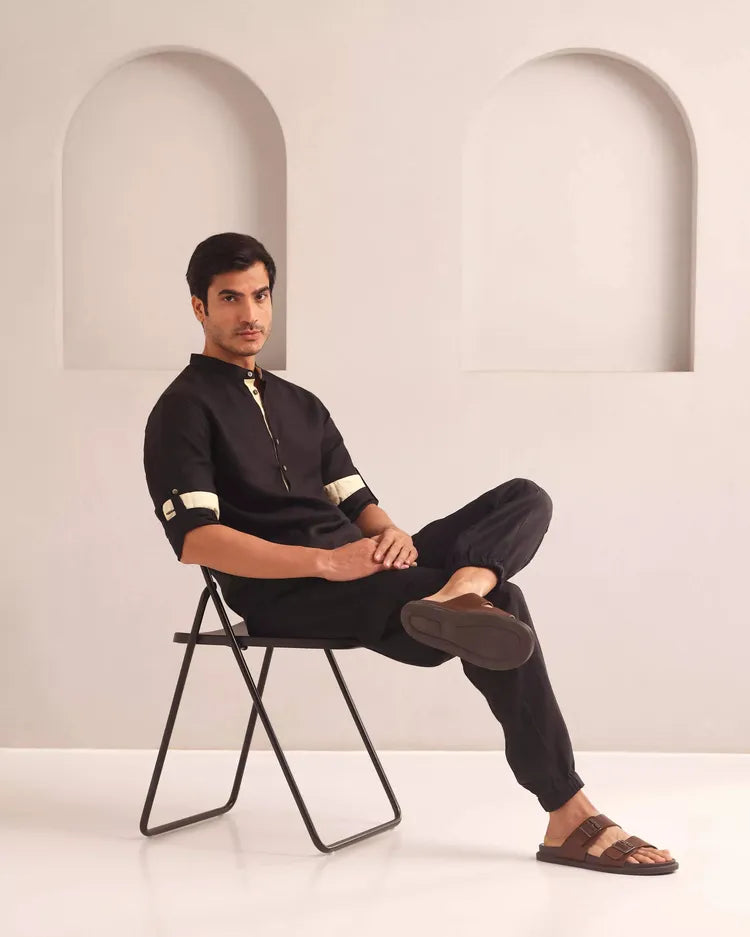 Set of 2: Earthen Mandarin Shirt and Juniper Joggers-Co-ords-set- 17