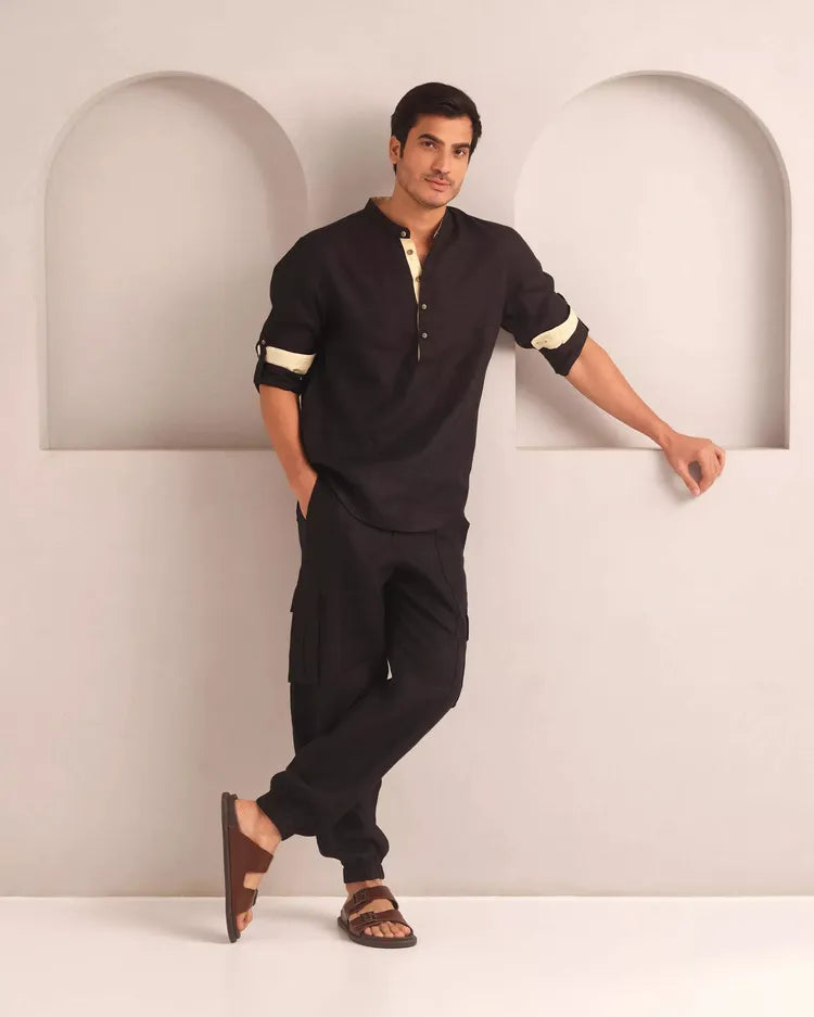 Set of 2: Earthen Mandarin Shirt and Juniper Joggers-Co-ords-set- 17