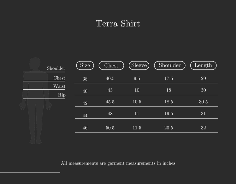 Size Guide for Terra Shirt