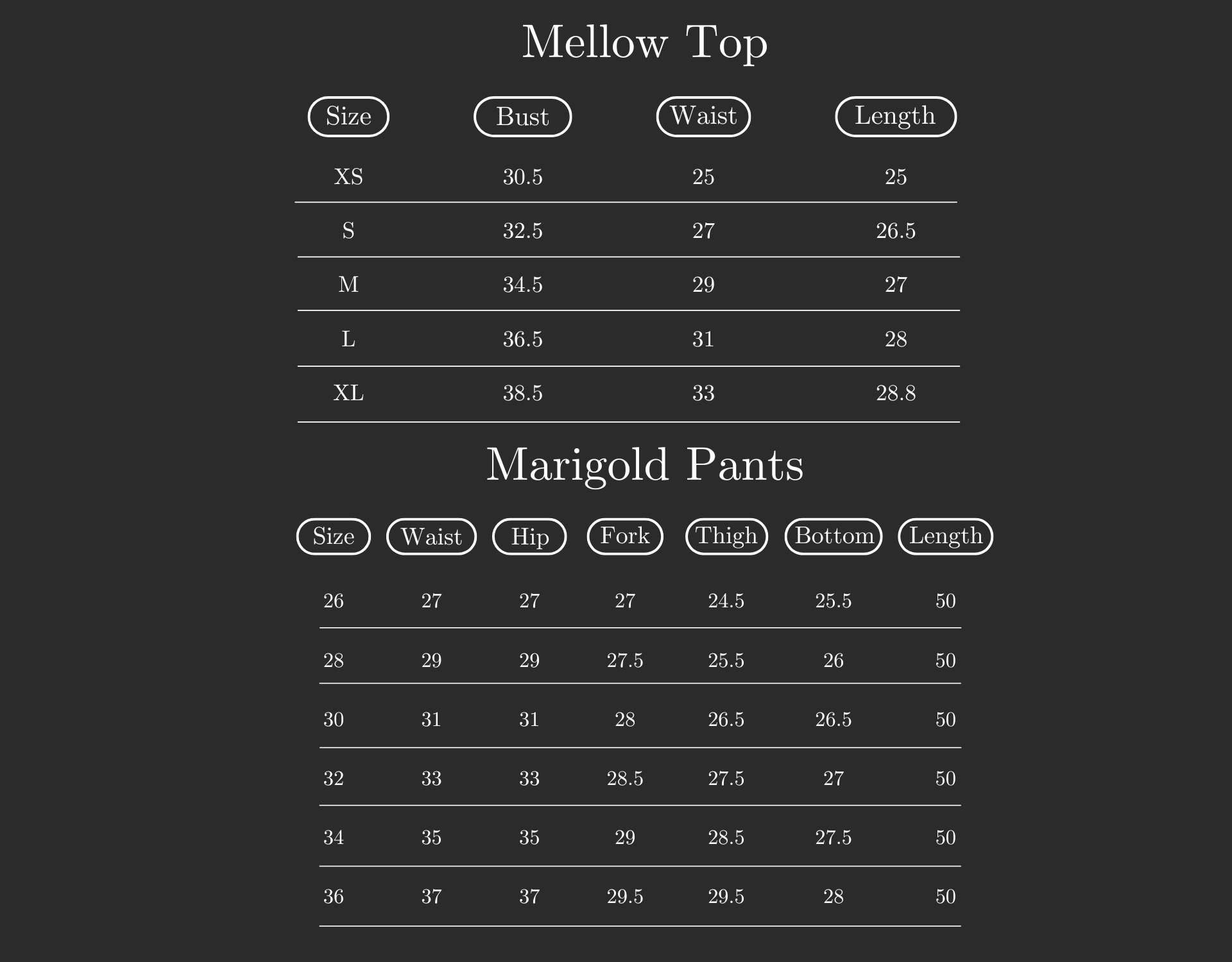 Size Chart (variant 8311551754432)