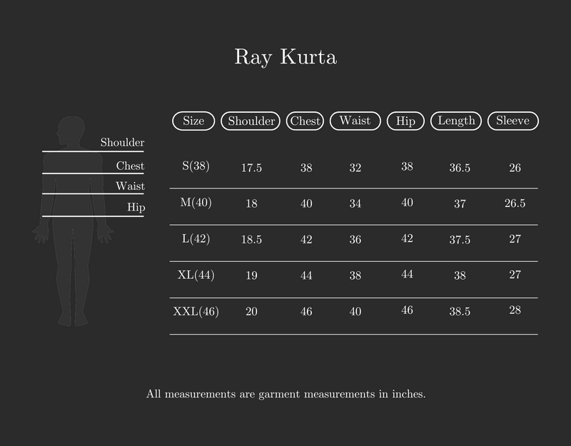 Size Guide for Ray Kurta