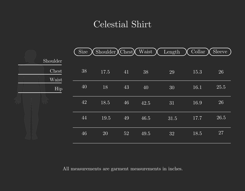 Size Guide for Celestial Shirt