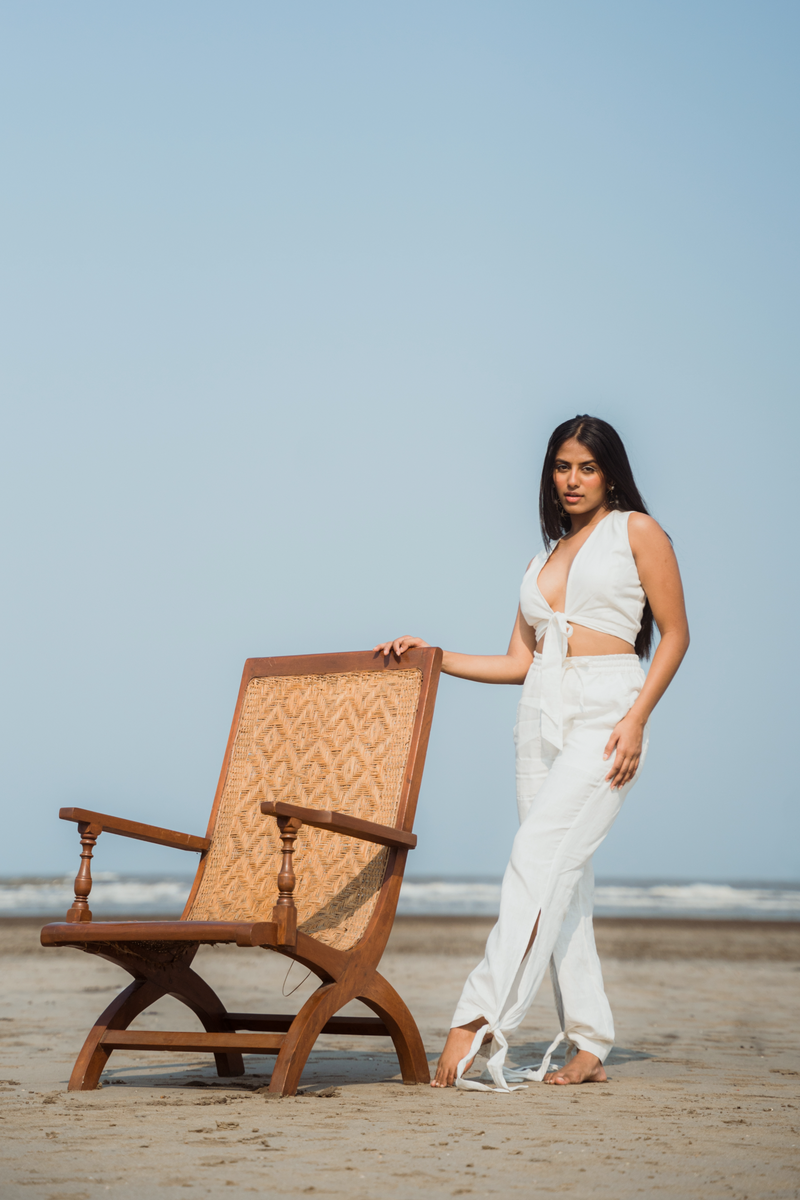 Set of 2 : Aria Top & Flutter Pants -White